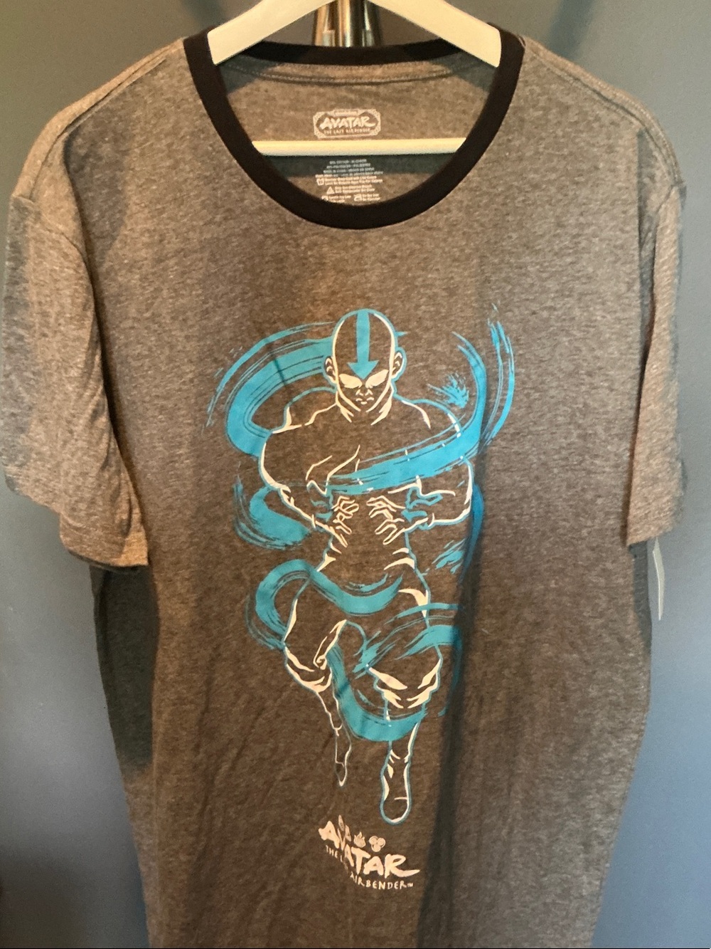 Avatar The Last Airbender Men’s Gray Graphic Tee with Teal Print